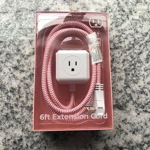 6 foot extension cube power outlet usb port pink